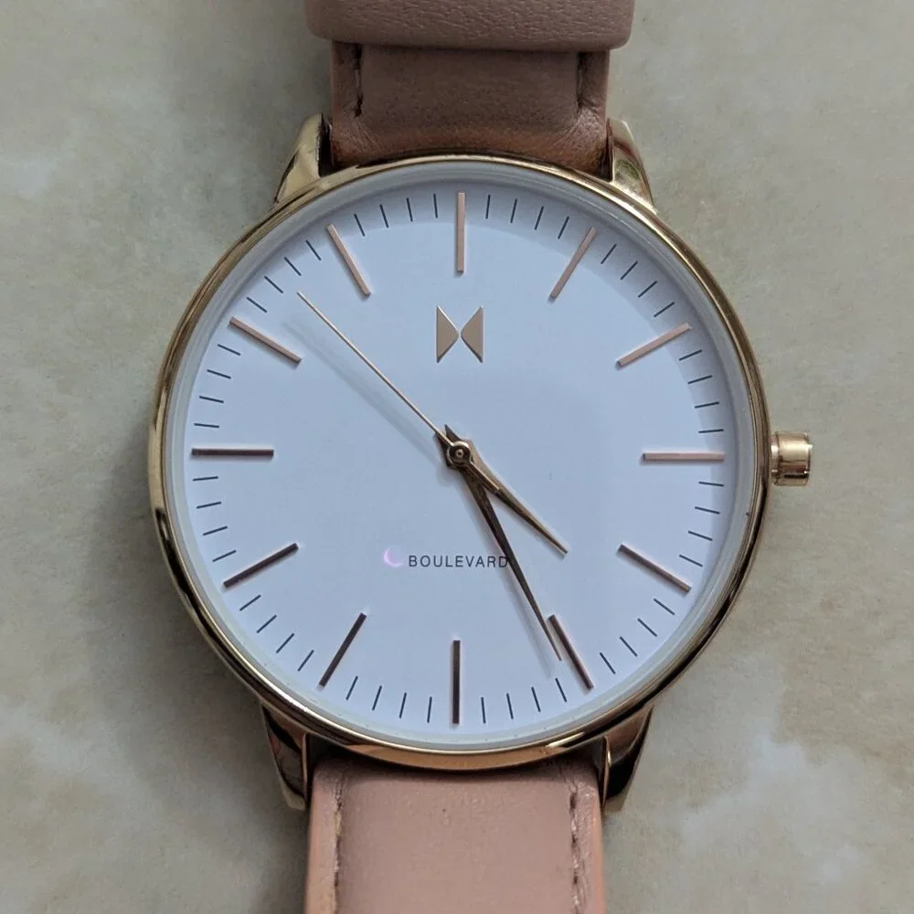 MVMT Boulevard Sunset Women B18 Dress MOP Dial Pink Leather Quartz 38mm Watch
